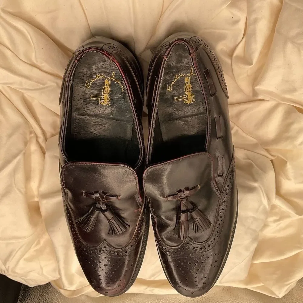VTG O'SULLIVAN EXECUTIVE IMPERIAL  10D  OXFORD LEATHER WING TIP DRESS SHOES‎